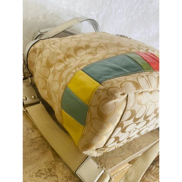 Vtg coach Large diaper bag canvas multicolored mosaic tote shoulder bag - Picture 7 of 10